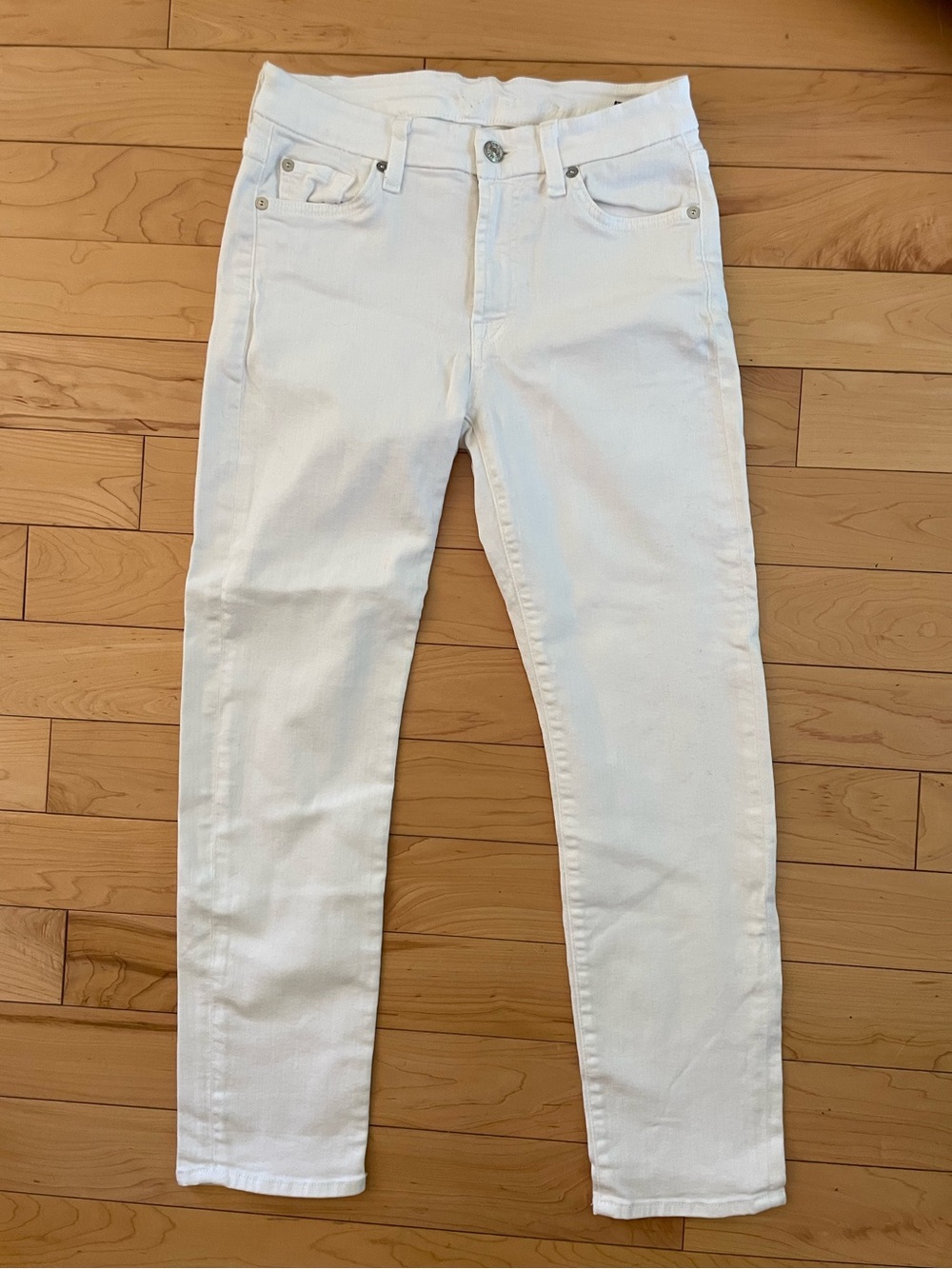 7 For All Mankind Women's White Skinny Jeans